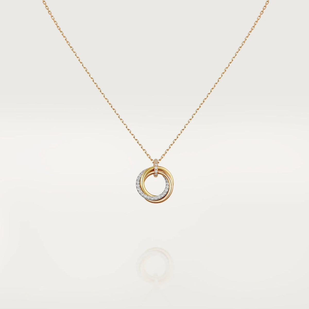 DIANA TRINITY NECKLACE SILVER GOLD PINK GOLD DIAMONDS