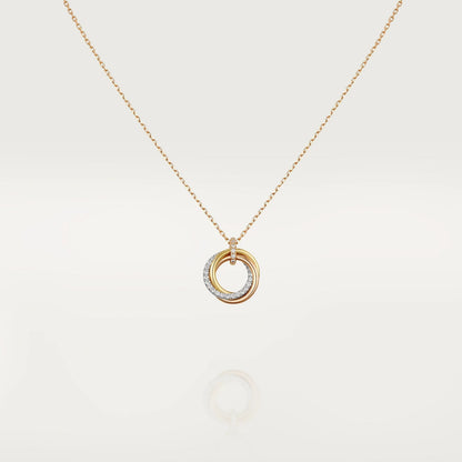 DIANA TRINITY NECKLACE SILVER GOLD PINK GOLD DIAMONDS
