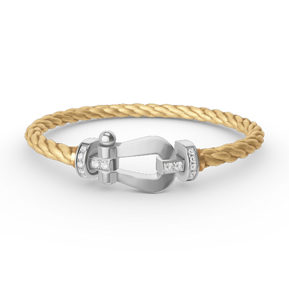 DIANA FORCE LARGE HORSESHOE HALF DIAMOND BRACELET SILVER