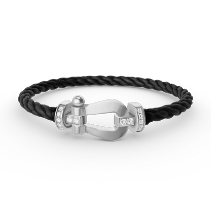 DIANA FORCE LARGE HORSESHOE HALF DIAMOND BRACELET SILVER