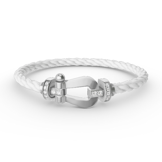 DIANA FORCE LARGE HORSESHOE HALF DIAMOND BRACELET SILVER